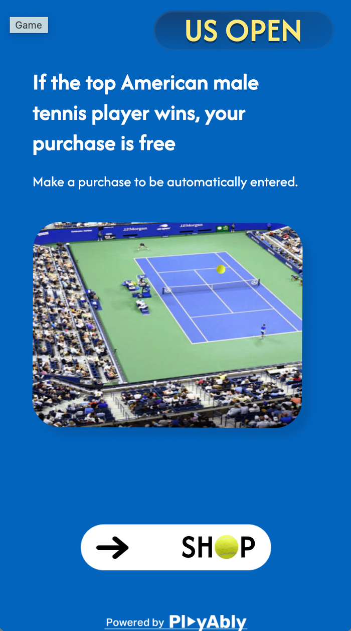 Gamified rebate tied to a real-world event