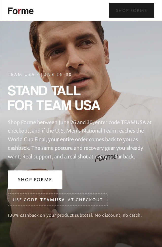 Campaign landing page · code TEAMUSA, June 26 to 30